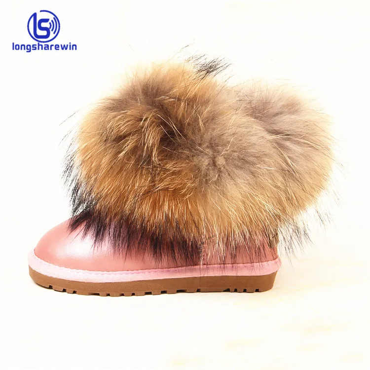 Оптовая продажа, детские зимние ботинки из натуральной овечьей кожи, зимние ботинки для мальчиков и девочек с мехом енота, детские ботинки, зимние ботинки для девочек