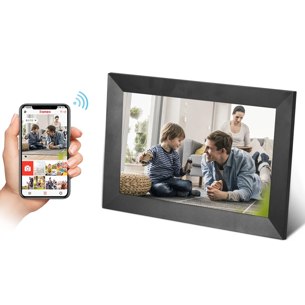 10,1 дюймов Frameo / ourphoto приложение просмотра несколькими пользователями (поделитесь подключения телефона для фото и видео с сенсорным экраном Цифровая фоторамка, Wi-Fi