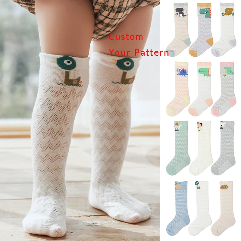 Summer Thin Cute Dinosaur Tiger Cat Dog Mesh Breathable Treasures Newborn Infants Children Over Knee Socks