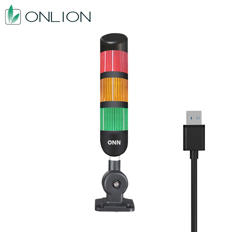 ONN-M4 LED Signal Tower Light 4-Layer Equipment Indicator Lights 12V/24V/220V IP67 Rated CE Certification Available Yellow Blue