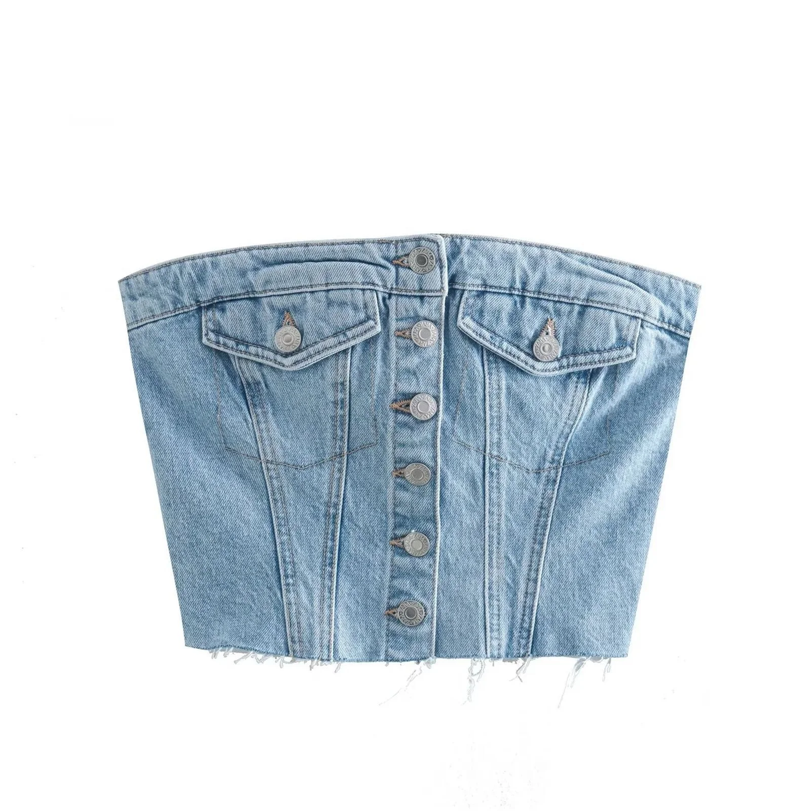 Y2k Denim Corset Casual Wear Tank Tops For Women