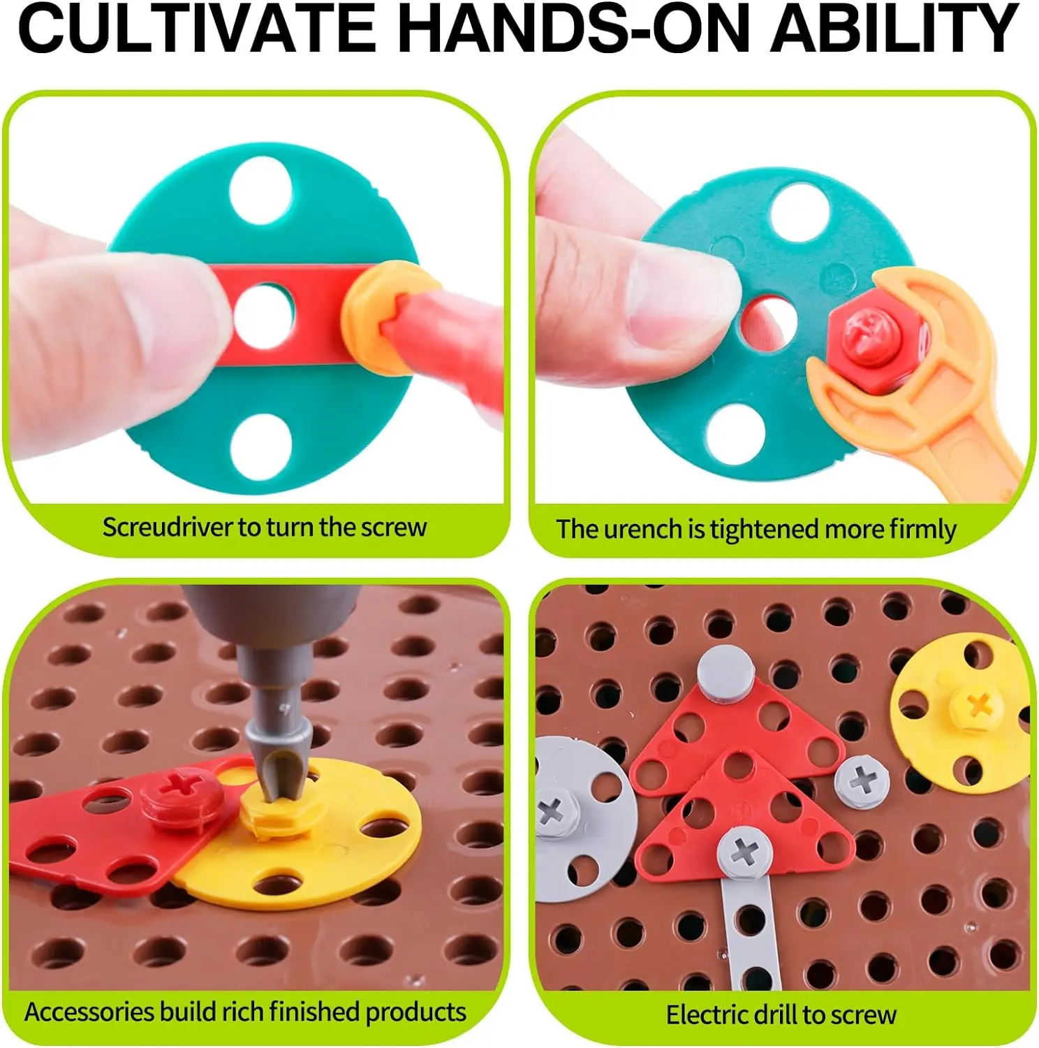 Hot Selling Drill Set Building Blocks DIY Educational Construction Engineering Toys Electric Drill Set Toy Play Tools