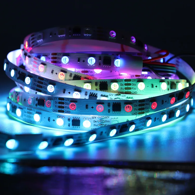 RGB running led strip LB1934A   2818 break-point transmission 5m/reel 12/24v dc 3leds 1 pixel strips