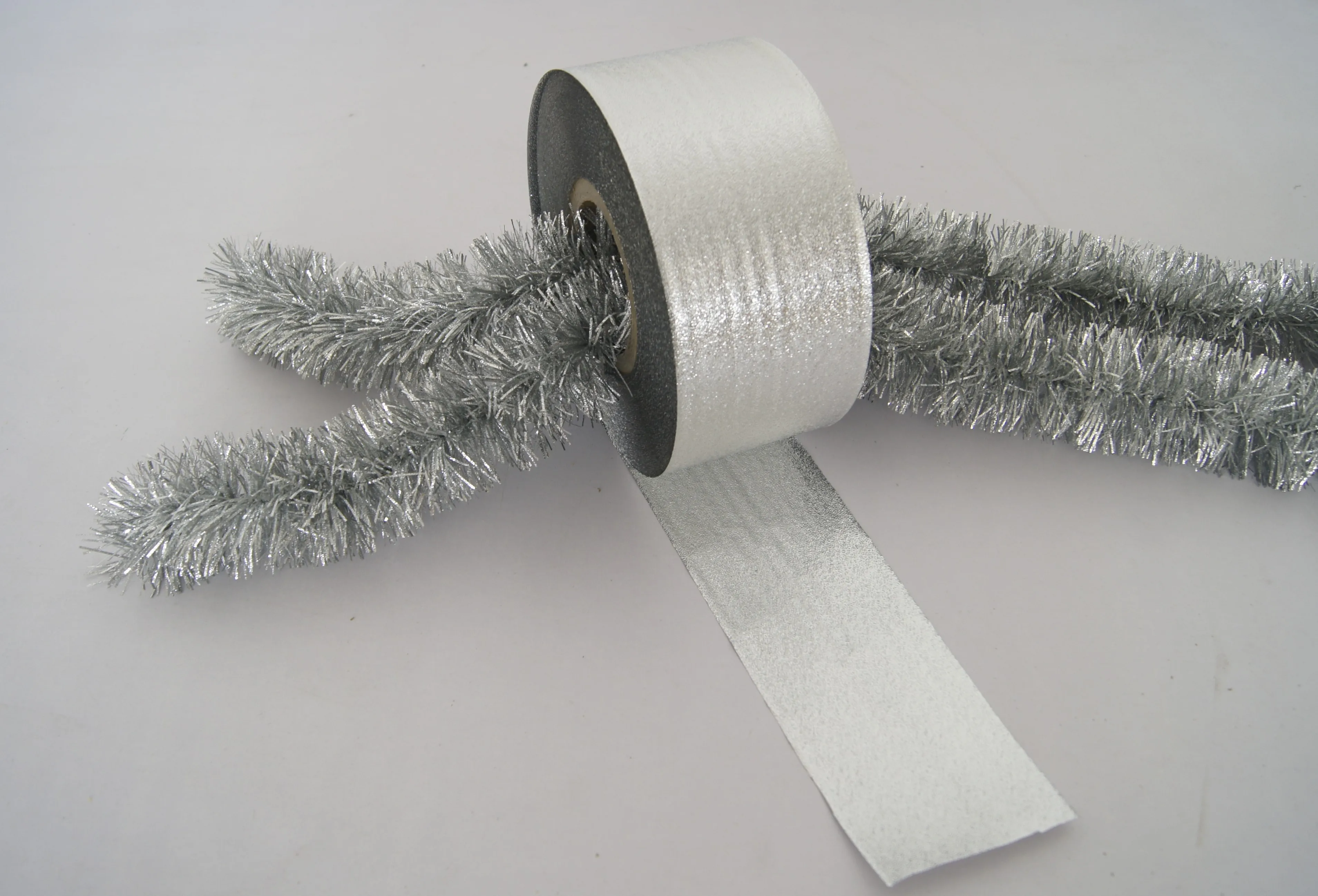 Embossed sliver Plastic PVC Film Roll For Stationery for tinsel Christmas garland