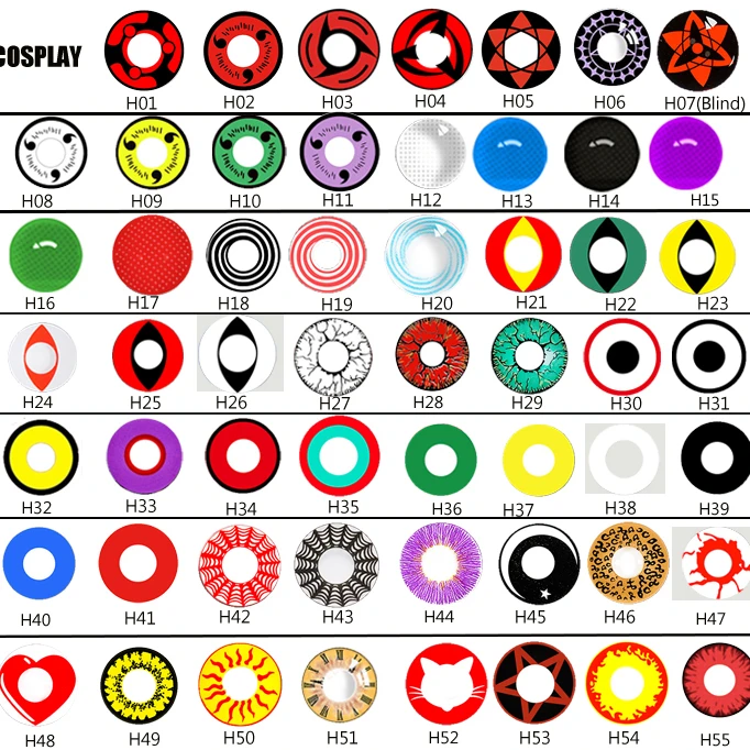 Cosplay 64 Colpr Contact Lens factory supplier halloween contact lenses /sharingan contact lenses / crazy contact lenses