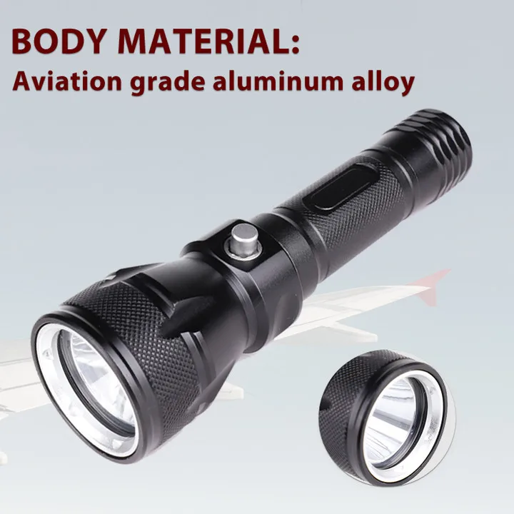 Aluminum Alloy Underwater 50M XM-L2 Dive Torch Light IPX8 3 Modes LED Scuba Diving Flashlight