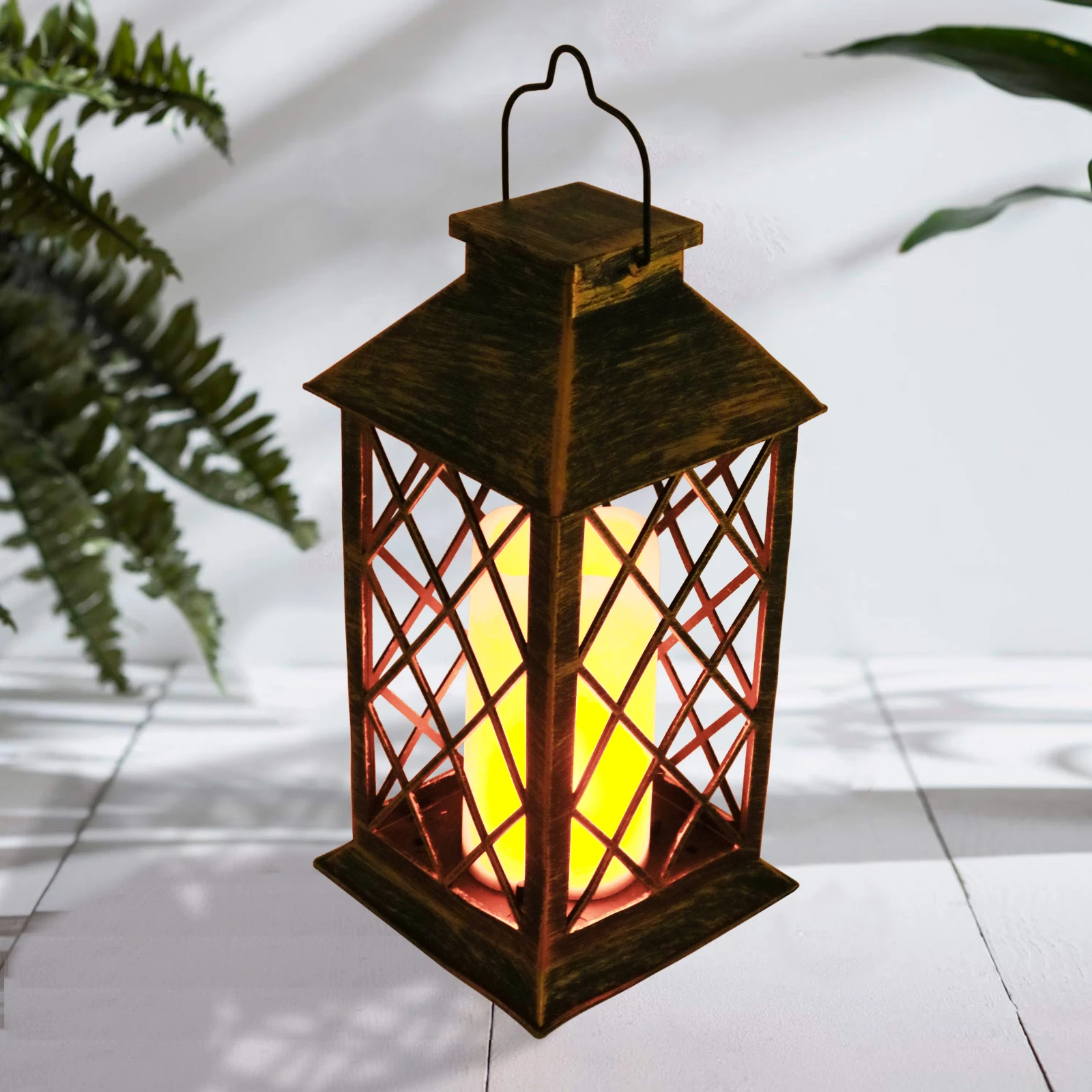 Battery Powered Vintage Candle Lantern, Metal Lanterns Candle, Antique Led Light for garden decoration