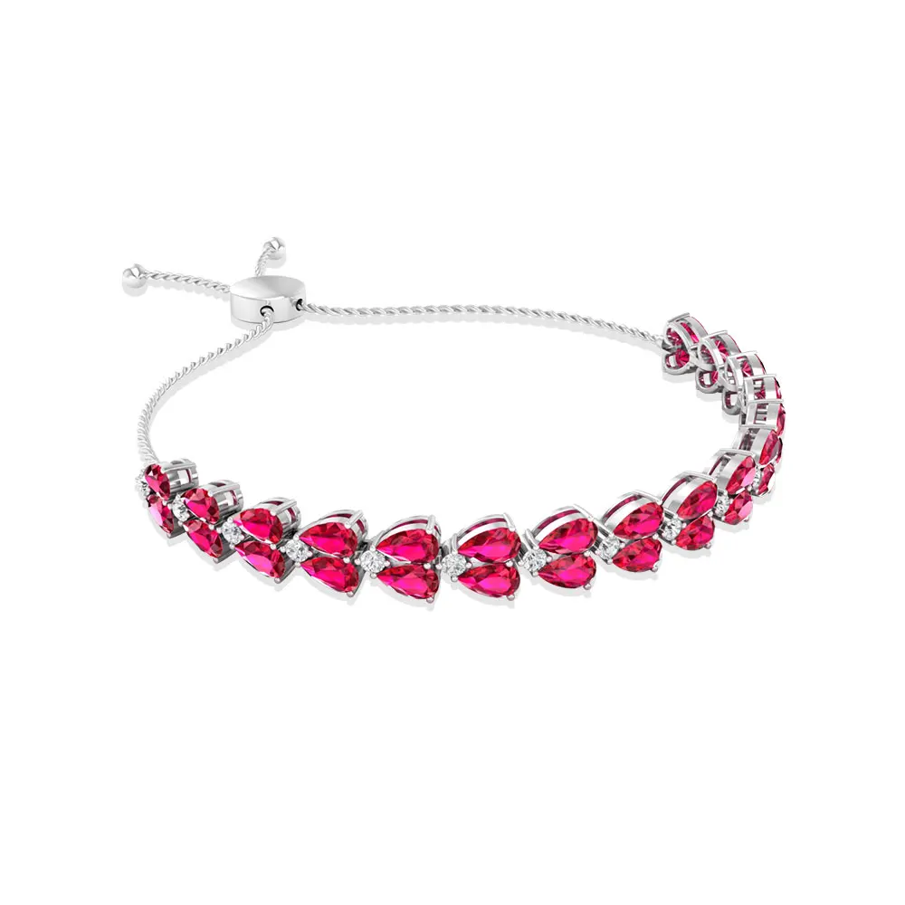 
 Dainty Ruby Diamond  Tennis Bracelet,  Color Clarity Diamond Birthstone Bolo Bracelet, Bridesmaid Bangle Bracelet  