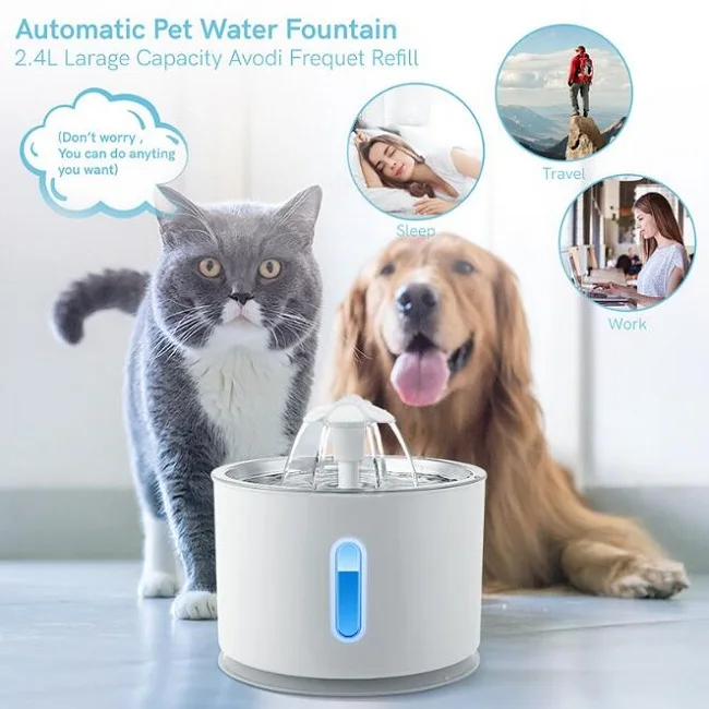 
Amazon Hot Sale No Noise Automatic Smart Pet Water Fountain Pet Bowls & Feeders Water Bottles Plastic 110-240V Eco-friendly 