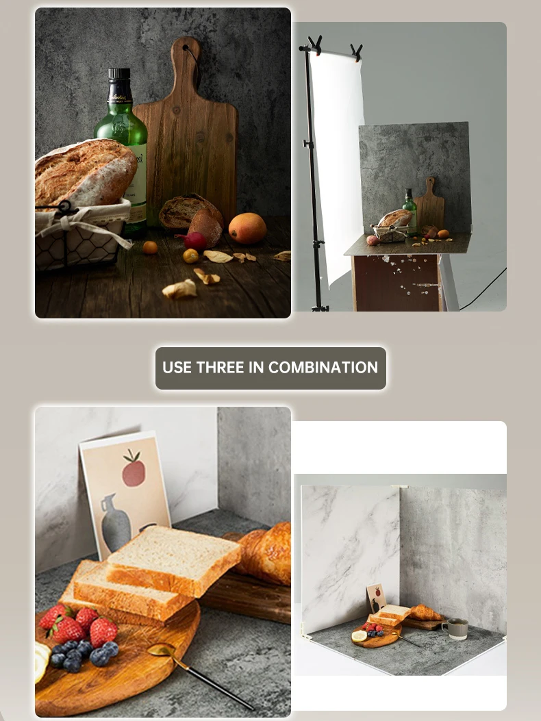 Mini photo background board pvc  wood grain marble cement board 40*40cm photography background board