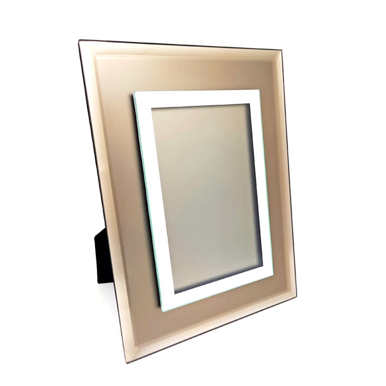 Custom luxury wedding mirror photo frame crystal glass photo frame photo