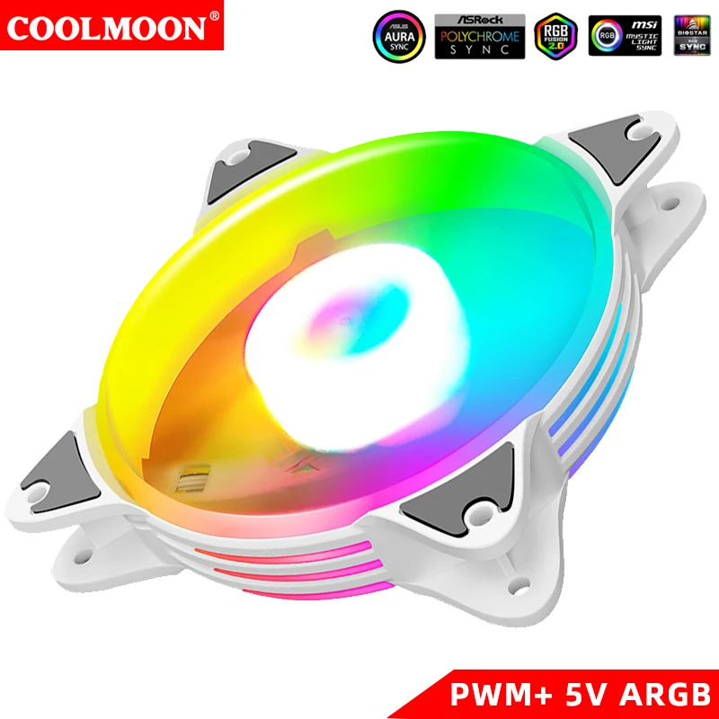 COOLMOON 120mm 5V ARGB computer cooliing fan   Addressable  Motherboard synchron  CPU cooler RGB case fan
