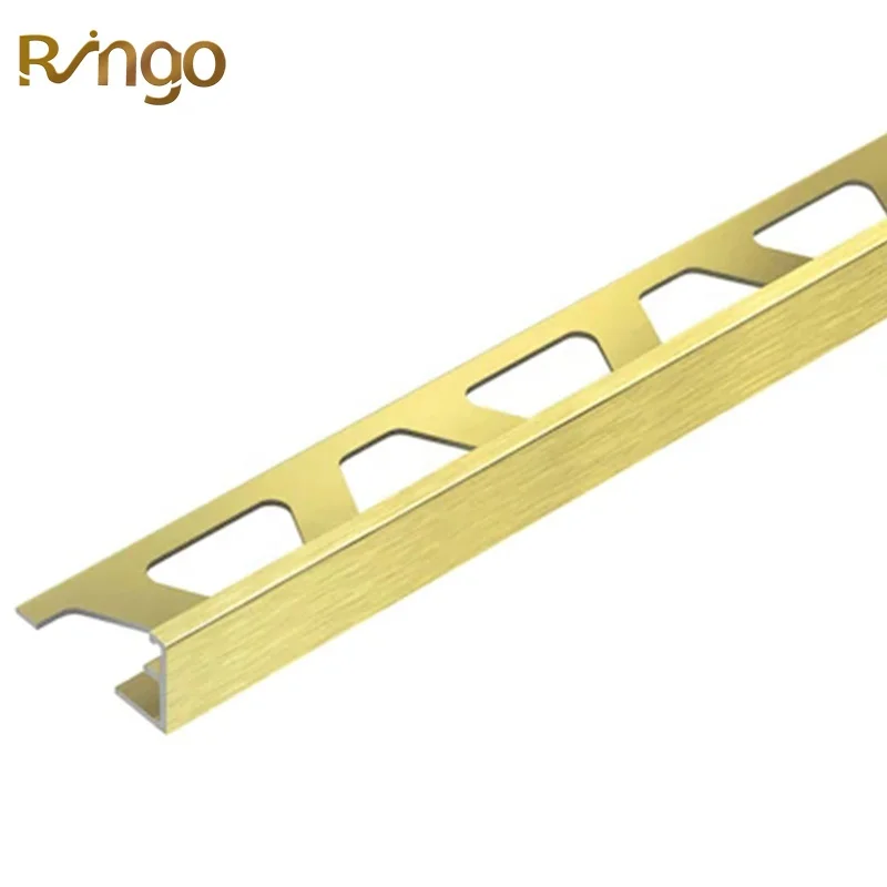 Factory direct aluminum L shaped tiles edge finishing trim marble tiles decoration profiles for wall metal flooring trim in gold