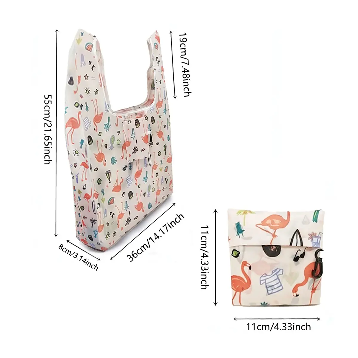 Reusable Grocery Bags Large Capacity Foldable Shopping Bags Washable Flamingo Cat Alpaca Owl Polar Bear Shopping Tote Bag