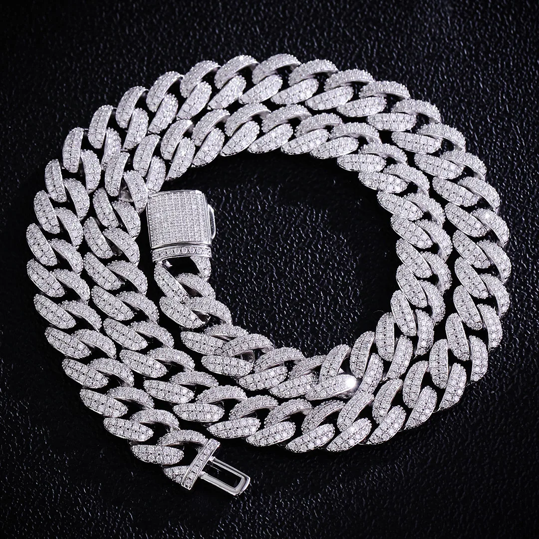 Wholesale  8MM VVS Diamond S925 Silver Cuban Link Chain Ready To Stock Hip Hop Iced Out Moissanite Cuban Bracelet
