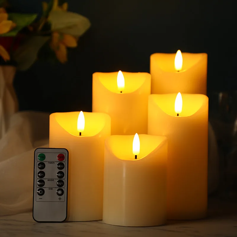 Home Decoration 5PC Wax Plastic LED light candle set Customized colorful light LED candle for Household party outdoors festival
