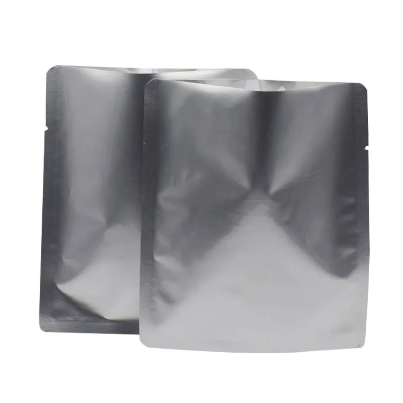 Silver Food Grade Vacuum Heat Sealable Aluminum Foil Bag Open Top Mylar Foil Packing Pouches Bulk Food Storage Bags