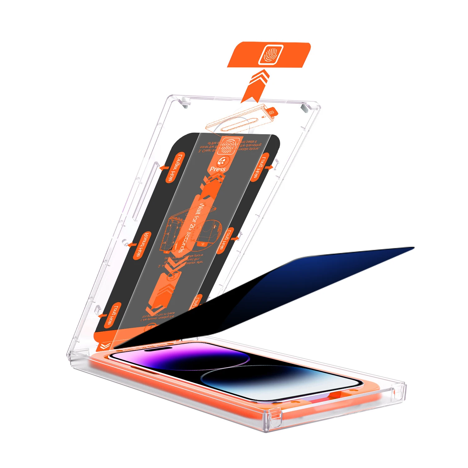 28 Degree Anti spy dust tempered glass for iPhone 14 Pro Max privacy screen protector applicator installation kit temper glass