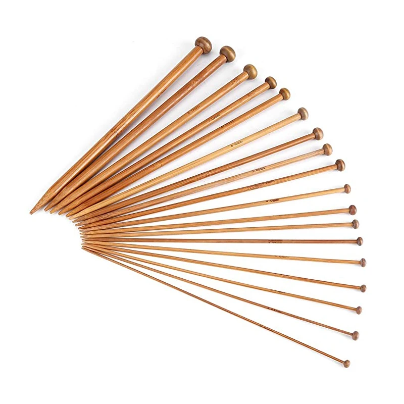 36 PCS Bamboo Knitting Needles Set Single Pointed Carbonized Knitting Needles for Handmade Creative DIY