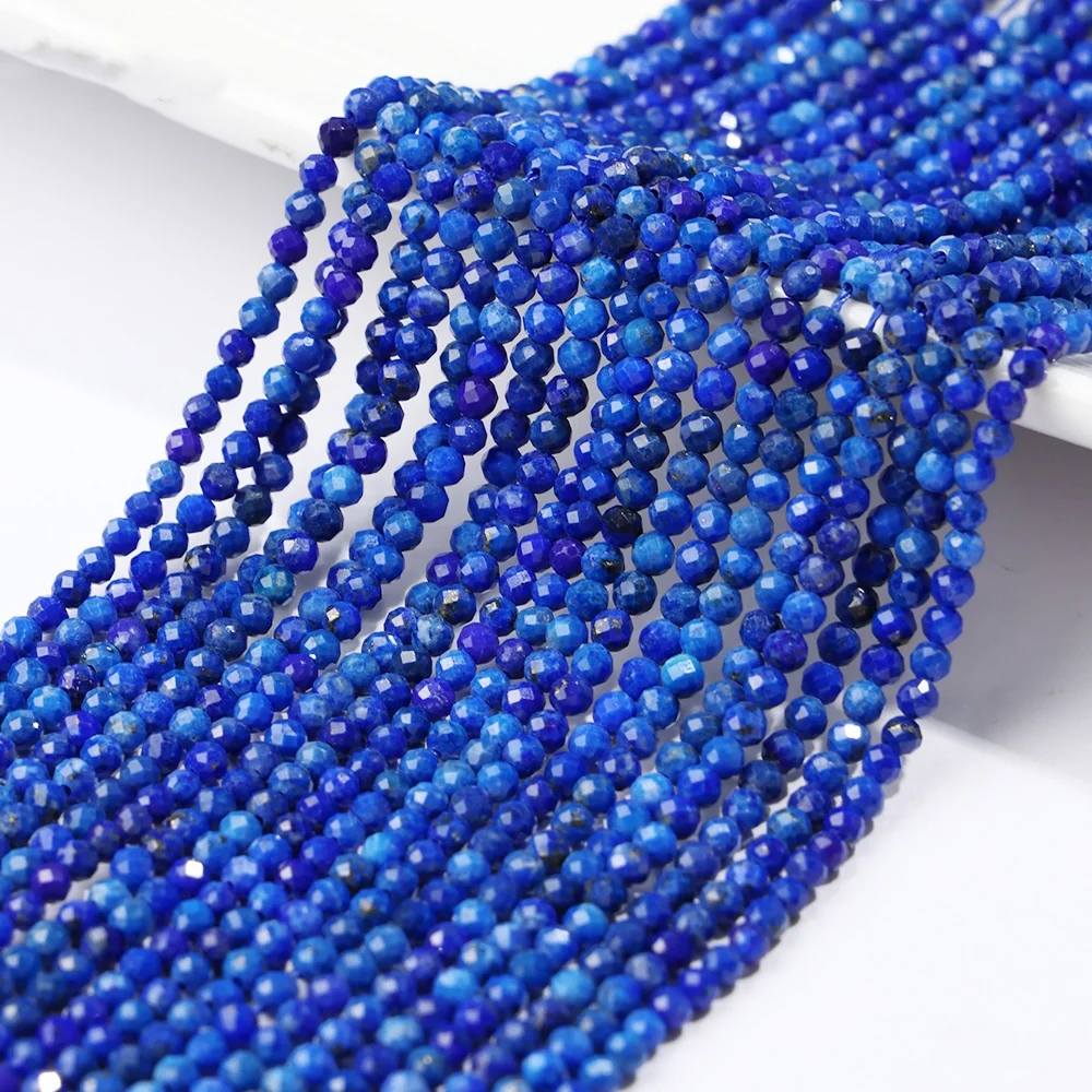 JSES Wholesale A+ Natural Lapis Lazuli Faceted Beads 2/2.5/3mm Loose Gemstone Crystal And Stone Beads for Jewelry Making DIY