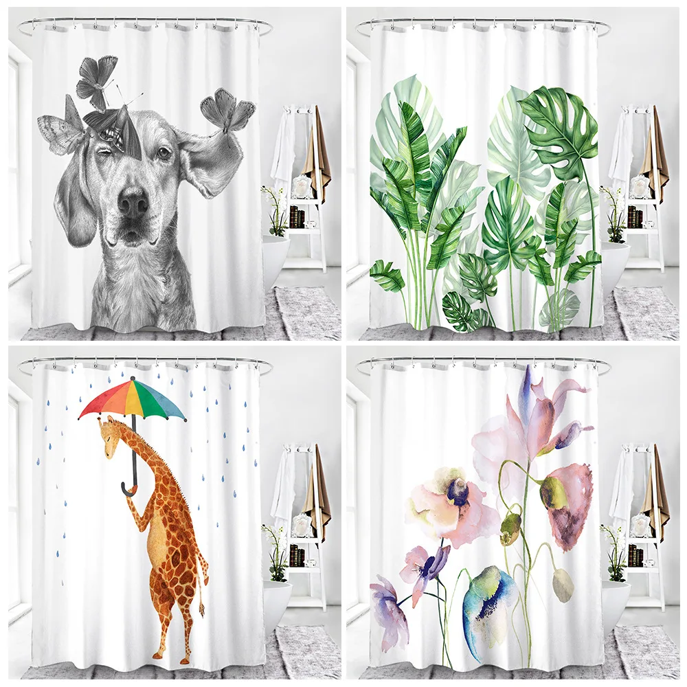 
Amazon 3D Digital Printing Polyester Waterproof Shower Curtain 