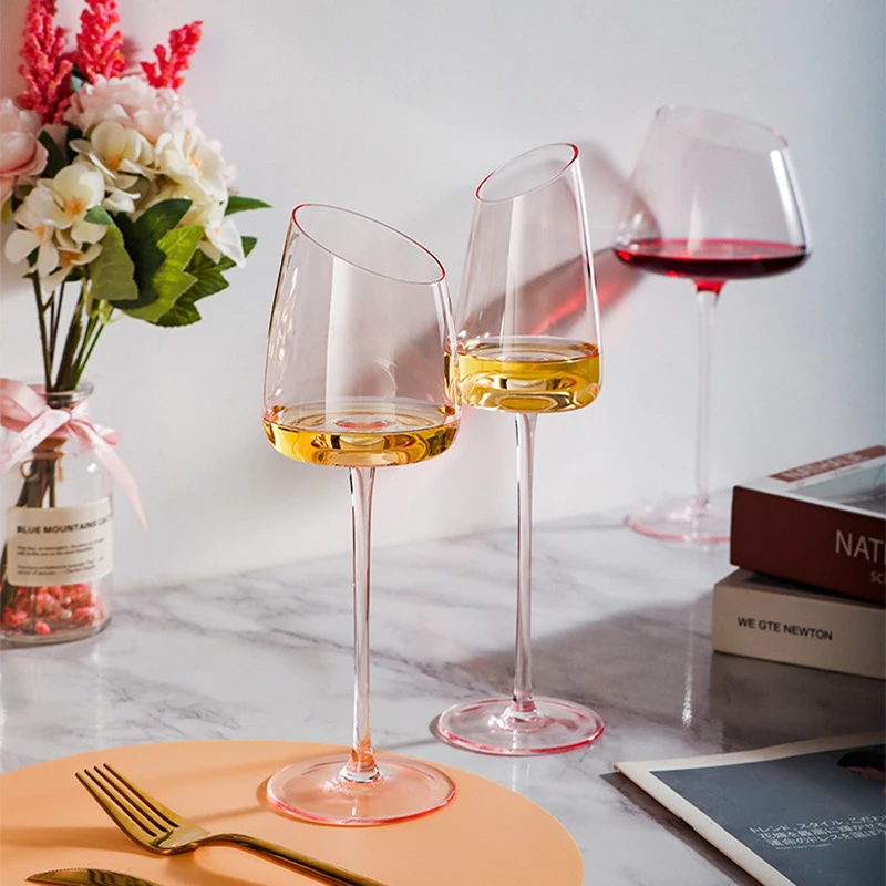 Наклонный ободок Фламинго розовый 210/260/480/630 мл бокал для шампанского без Свинца Хрустальный красный вина с длинным стеблем роскошный свадебный