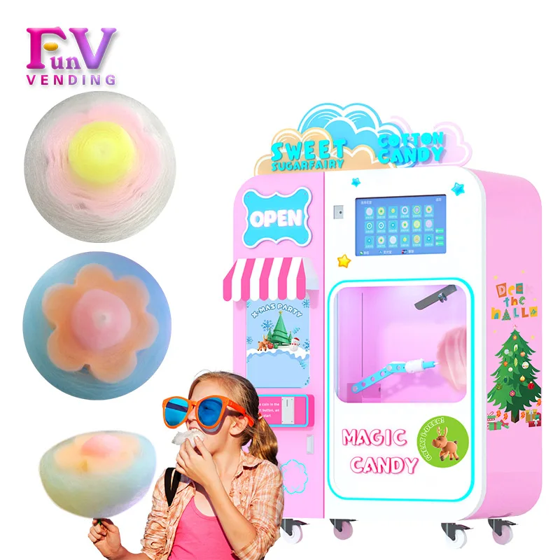 Roadside vending machine robot cotton candy machine one shape with high profit and quick return on investment