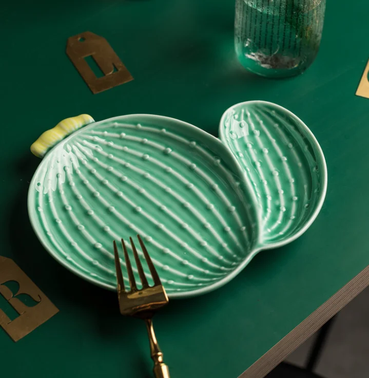 
Creative plant cactus plate cute shaped tableware breakfast bowl home ceramic tableware snack plate 