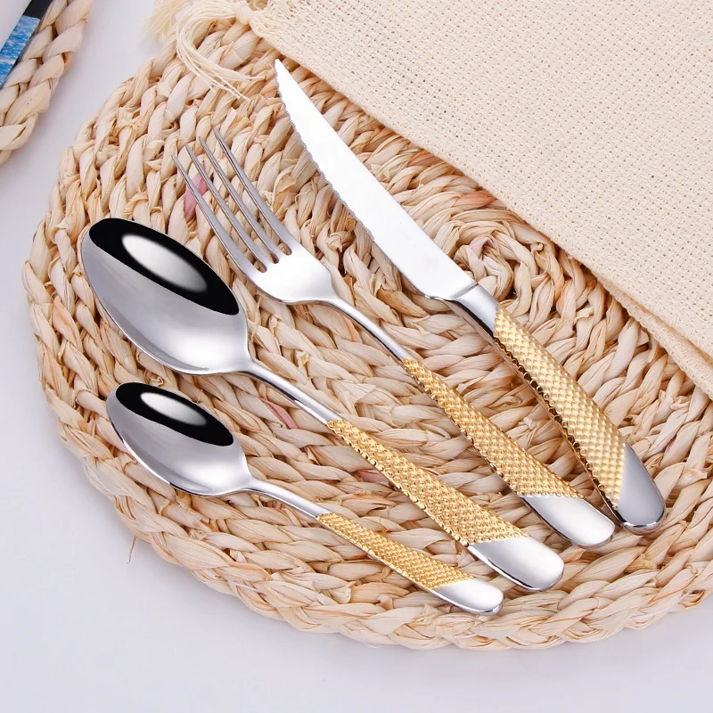 
Flatware Set 304 Spoons Spoon Silverware Travel Metal Silver Rose Stainless Steel Gold Cutlery 
