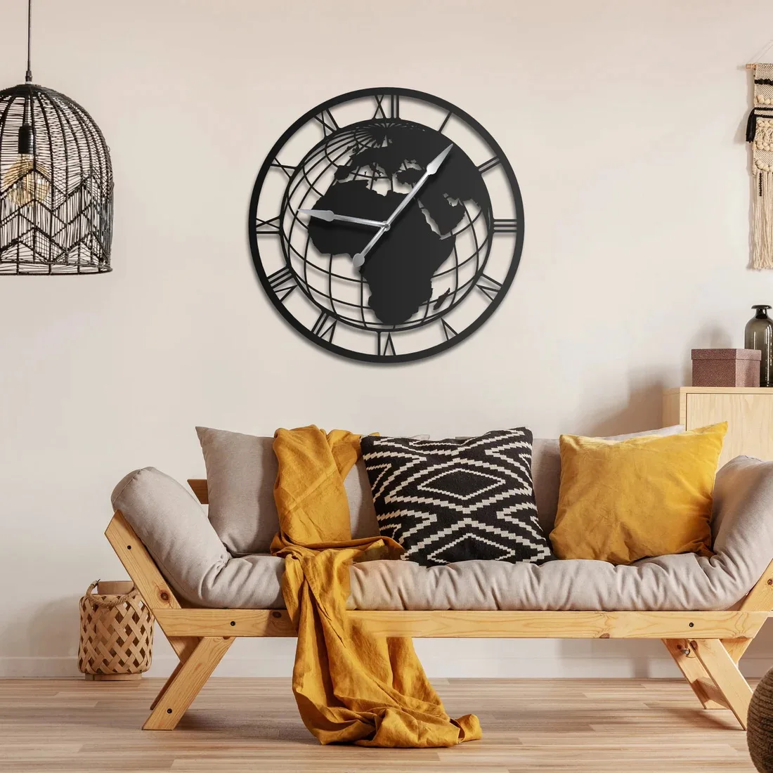 Cheap Home Decor Silent Quartz 12/14 Inch World Map Latest Design Wall Clock for Living Room Bedroom