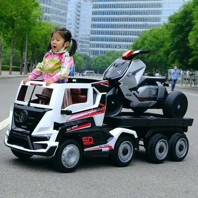 Б/у ездить на транспортном средстве класса люкс из двух местный Электрический автомобиль для детей на батарейках для детей с принтом в виде машинок