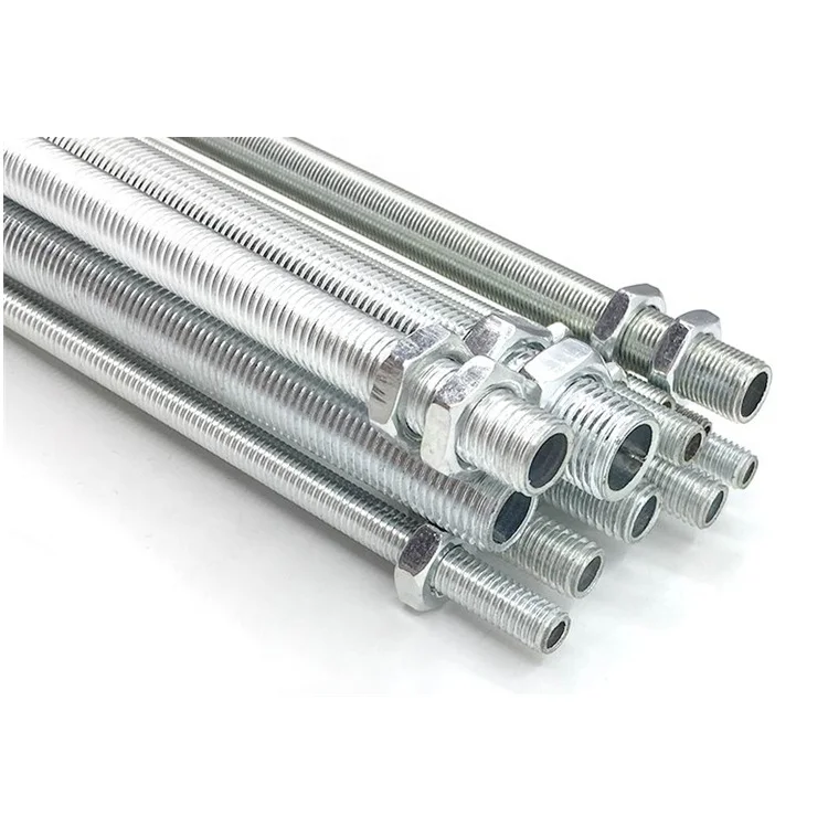 Wholesale Zinc Plated Iron Lamp Pipe Outer Full Hollow Threaded Rod With Nut M6 M8 M10 M12 M14 M16 M18 M20