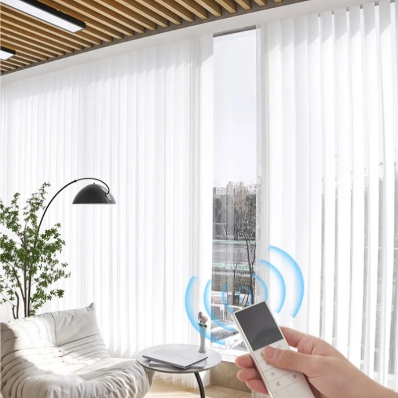 Motorized remote control dream curtains easy install uv protection window blinds vertical for livingroom