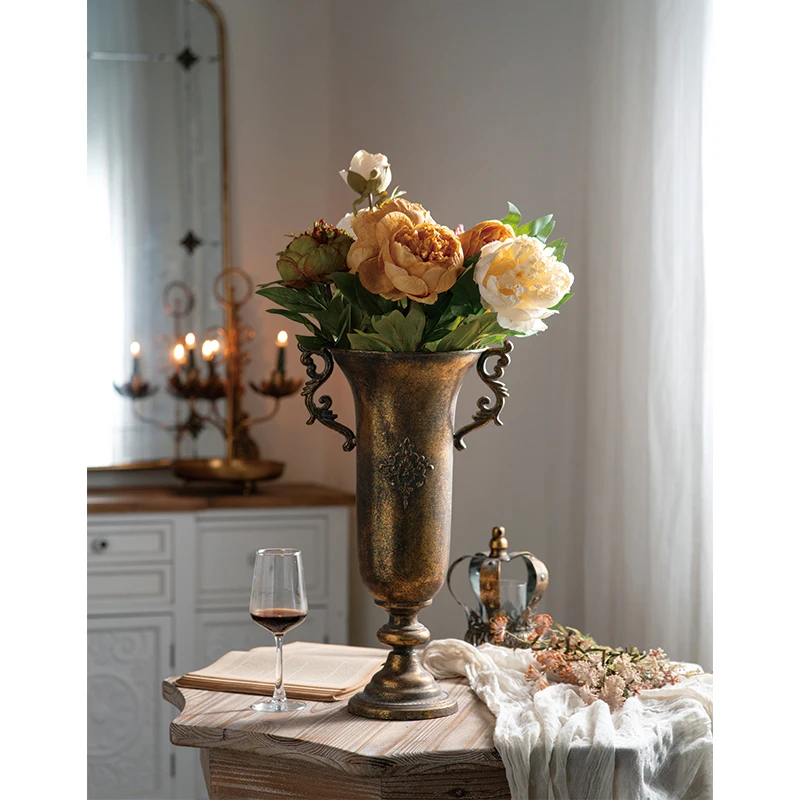 Retro French Metal Flower Vase Antique Design Home Decor Living Room Metal Flower Vase Manufacturer by Home Decor Style