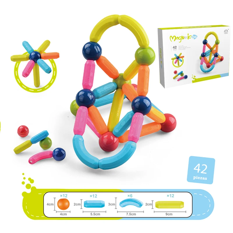 DIY 3D Kids Creative Educational Toy Assembly Building Game Magnet Stick Toys Magnet Rods Magnetic Building Blocks For Kids