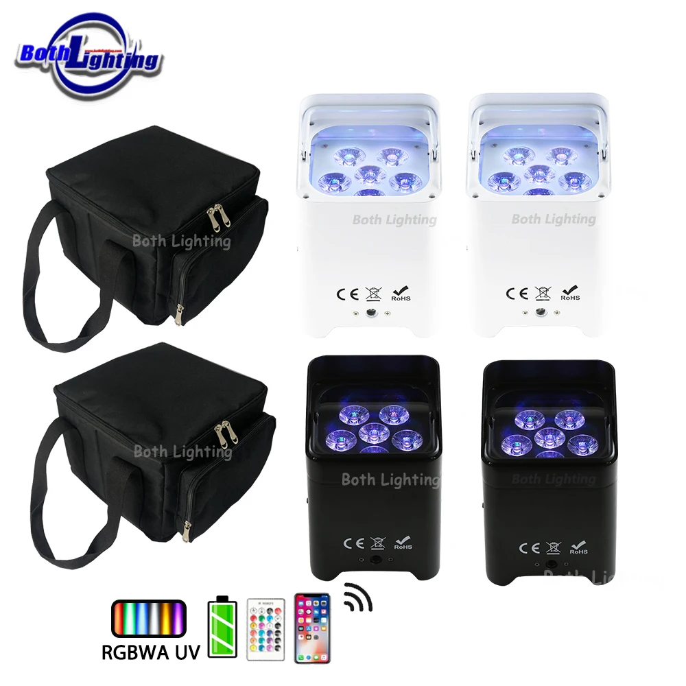 Wireless dmx LED 6x18w IR Remote DJ Par Light RGBWAUV 6in1 up lighting for wedding with uplight Carry bag