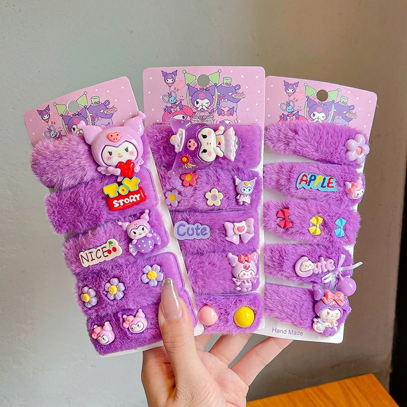 High Quality New Design Cute Water Drop Plush BB Clip Autumn Winter Purple Kuromi Cartoon Hair Clip