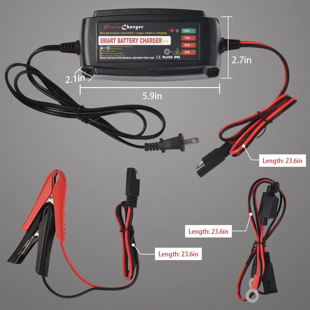 Best selling 12V 5A 7 stage Desulfator waterproof smart lead acid car Battery Charger