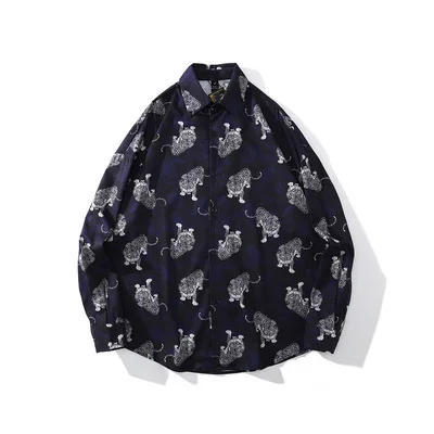 Футболка мужская с длинным рукавом, хлопок, цифровой принт, тигр, животное, модная повседневная рубашка на заказ, на лето