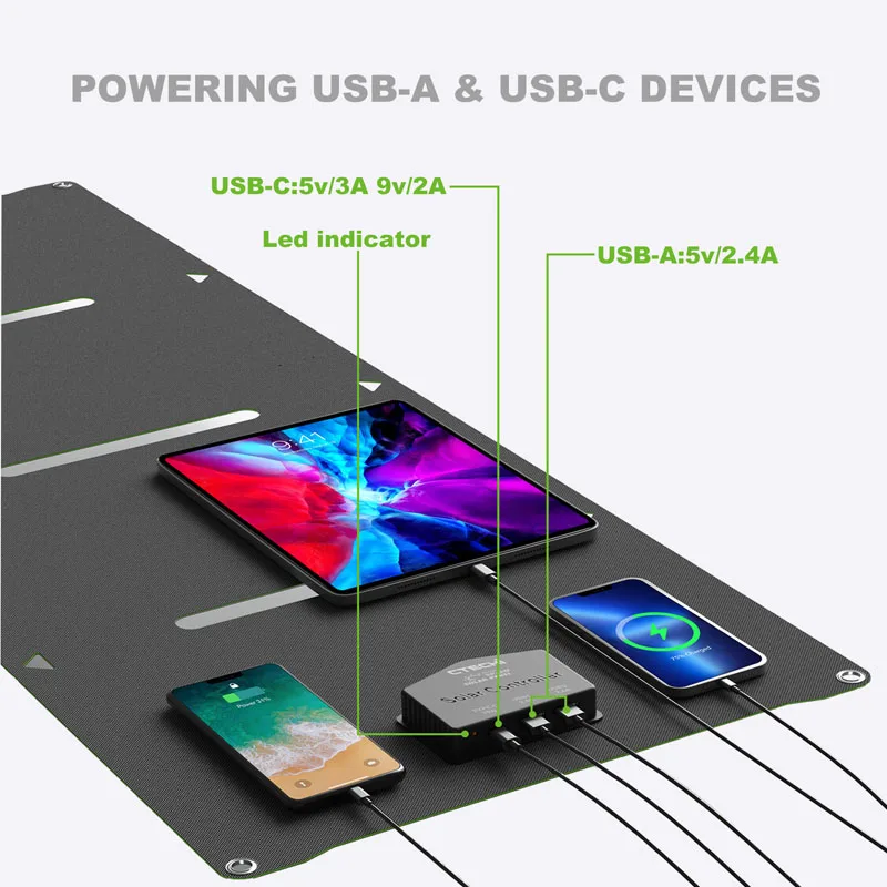 manufacturer vendor mobile lightweight carrying bag outside camper 12v usb type-c etfe solar panel system 30w