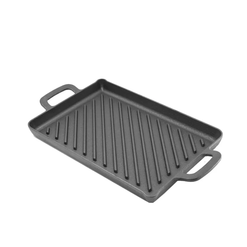 Large Heavy Duty Custom Logo Available Grill Frying Pan Cast Iron Grill and Griddle Plate