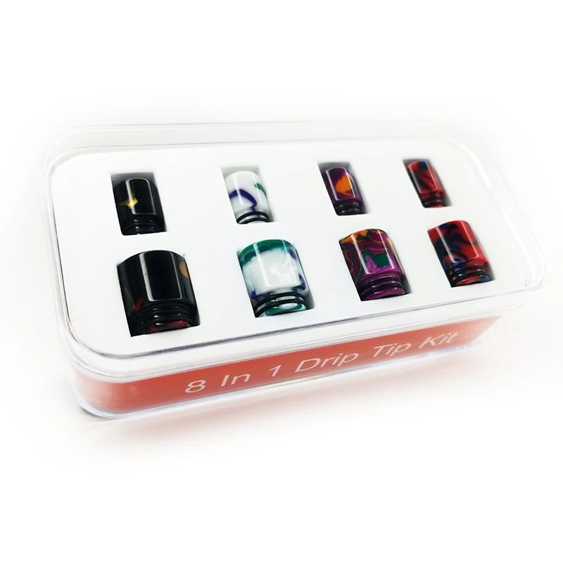 8 In 1 810 510 Drip Tip Kit Factory Wholesale 8pcs Epoxy Resin Mouthpiece Multi Colors Atomizer Tips For 810 Tanks