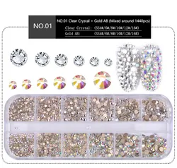 Rhinestones Nails Flat-back AB Crystal Strass 3D Charm Nail Art Decoration Accessories gem for Nails manicure NA053