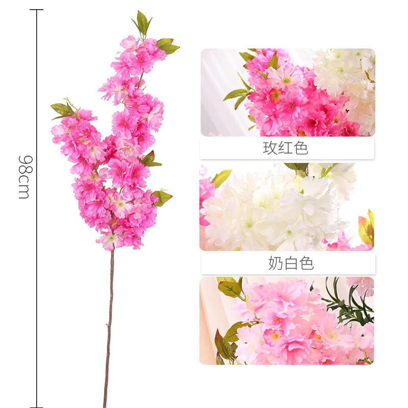 Cherry Blossom Branch Wedding Cherry Tree Peach Tree Flower Fake Flower Wish Simulation Rattan Indoor Wall Decoration Rattan