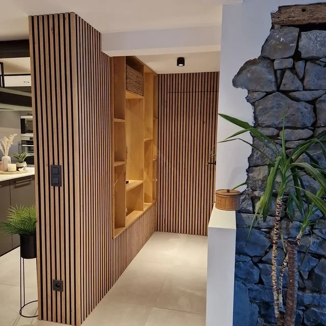 Akupanel Natural Veneer Oak Acoustic Panels Slat Wooden Wool Slatted Decorative Acoustic Wood Wall Panel
