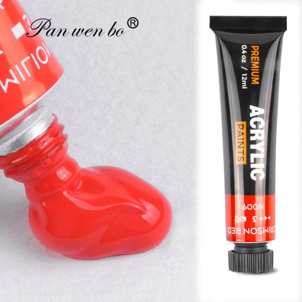 Panwenbo 12ml 24 Colors Acrylic Colour Tube Non Toxic Kids Artists Acrylic Paint Set For Canvas Wood Fabric Ceramic