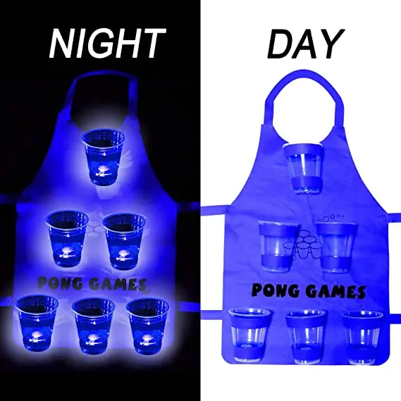 Media Light Up Beer Pong Apron, Flashing Color Pong Cups of Beer Pong Apron