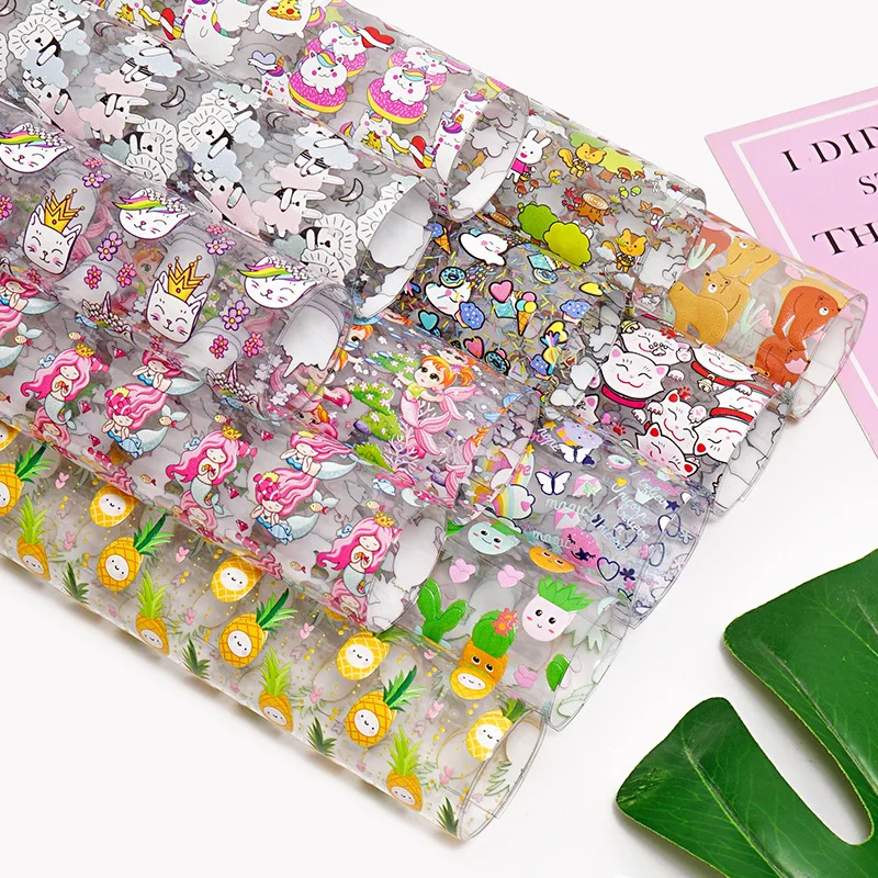 30CM*120CM New Design Fruit Mermaid Animals Pattern Waterproof Leather Fabric For Bag Shoes Making