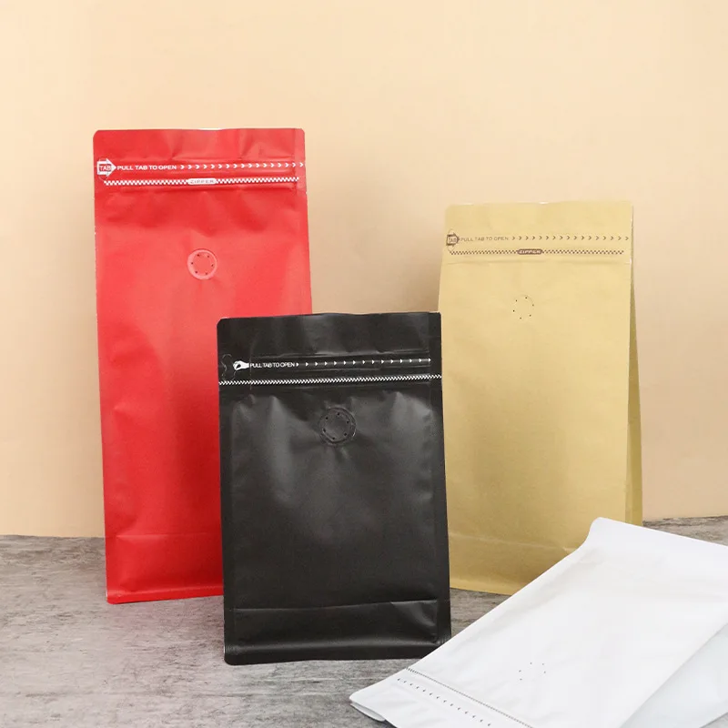 Ecocoffee 100% Recyclable PE60 Evoh PE80 Matte Finish Flat Bottom 250 g Coffee Bean Zipper Bag Pouch with Valve