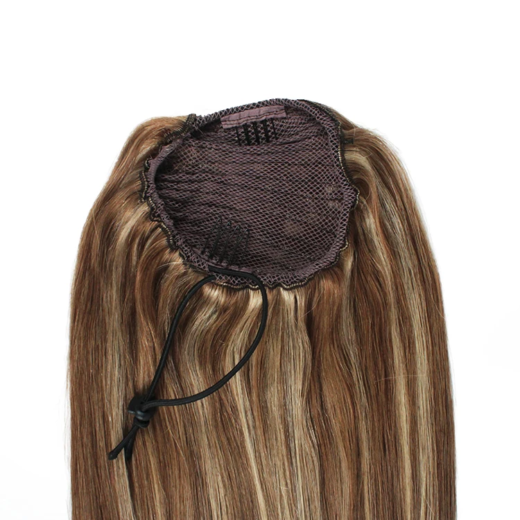 Qingdao Hair Factory 100% Human Remy Hair Drawstring Ponytail All Colors Blonde Highlight Baylayage